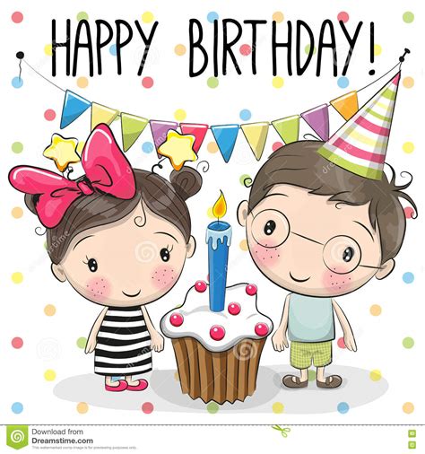 Greeting Card Boy And Girl Stock Vector Illustration Of