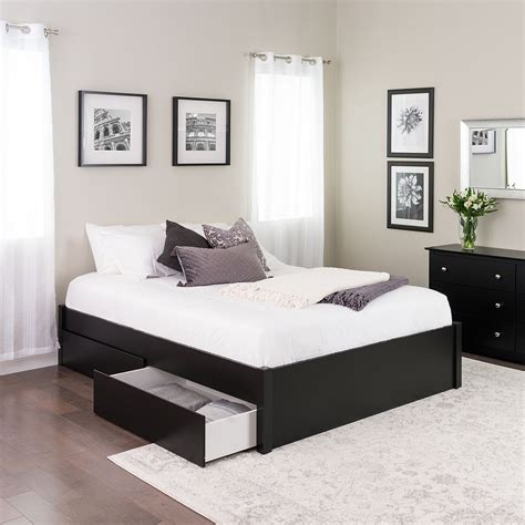 Prepac Queen Select 4 Post Platform Bed With 2 Drawers Black The