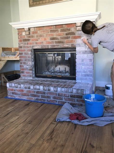 How To Whitewash A Brick Fireplace This Hiatus Brick Fireplace
