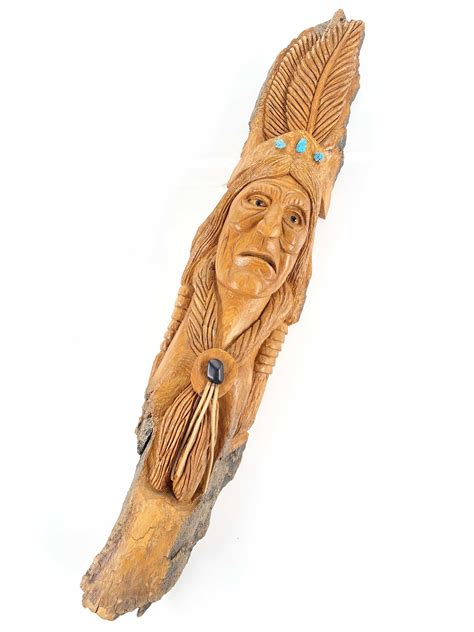 Lot Russ Hansen Native American Indian Wood Carving