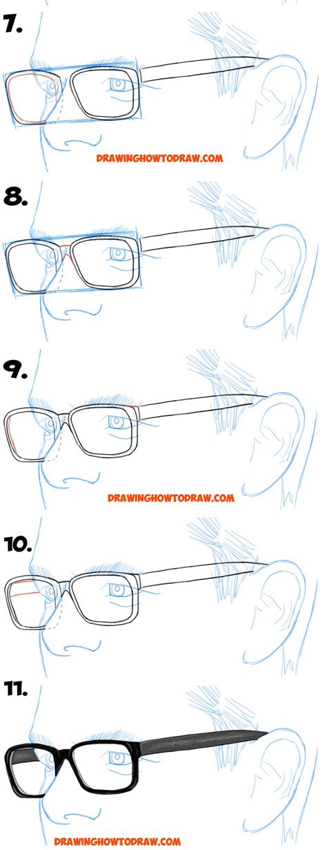 How to Draw Glasses on a Person's Face from All Angles ... Drawing a male side view face with a open mouth.