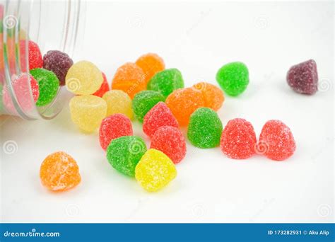 Close Up Sweet Colorful Candy Jelly Sugar Candies Isolated Stock Image
