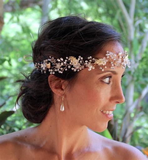 gold hair vine ivory bridal hair vine pearl and crystal hairpiece gold wedding hairvine