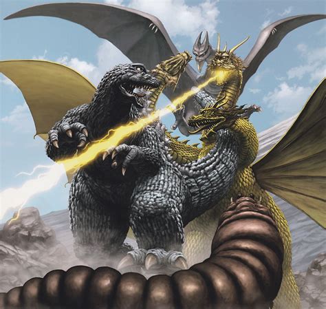 Giantmonsterparty Godzilla Rodan Mothra Vs King Ghidorah By Yuji