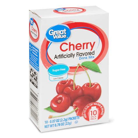 Great Value Sugar Free Cherry Drink Mix 078 Oz 10 Count Walmart