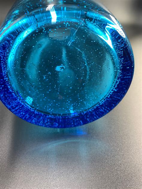 Vintage Large Hand Blown Bubble Glass Marine Blue Carafe Etsy