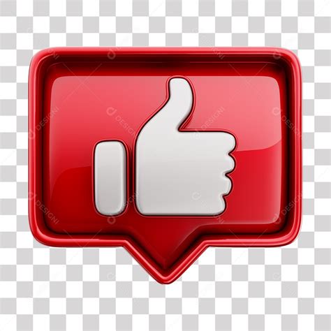 Emoji de Curtida Vermelha Mão Branca Elemento 3D Para Composição PNG
