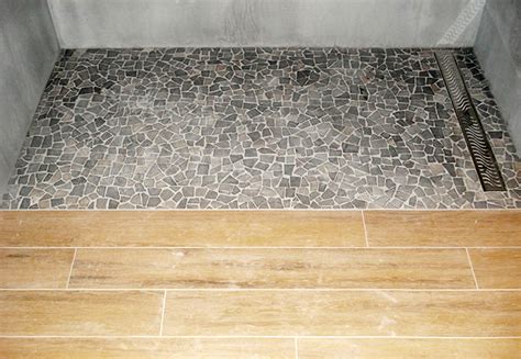 More images for flat shower floor » Interior and exterior laying of blue stones, structured ...