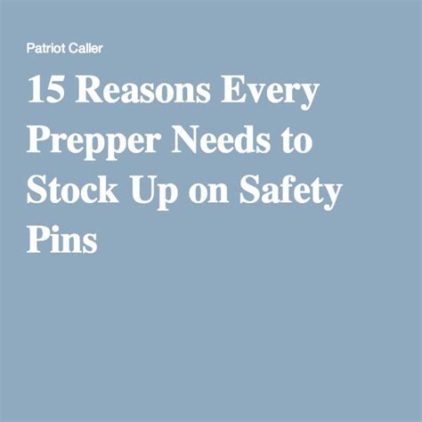 15 Reasons Every Prepper Needs To Stock Up On Safety Pins Safety Pin