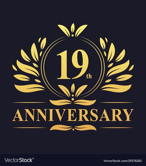 19th Anniversary Logo 19 Years Anniversary Design Vector Image