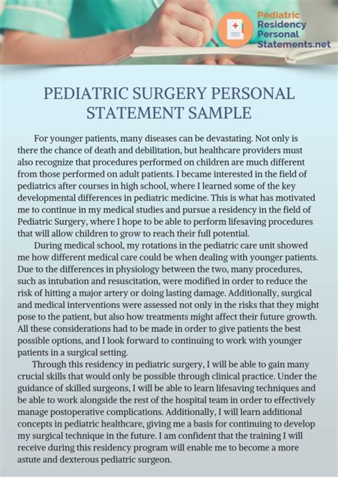 Confessions of a program director: Persuasive Pediatric Surgery Fellowship Personal Statement ...