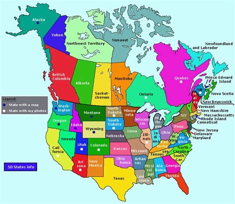 Map Of The United States And Canadian Provinces Usa States And Canada