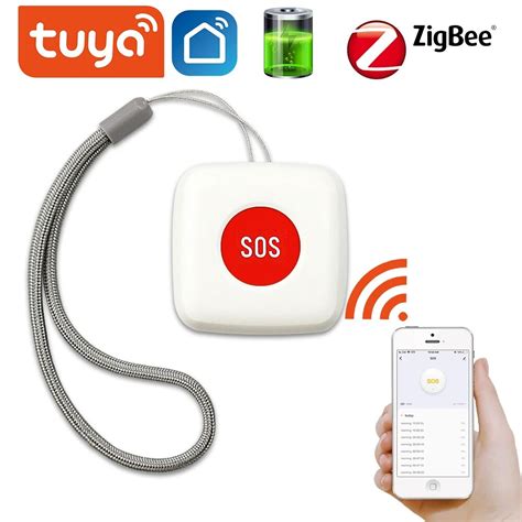 Tuya Zigbee Sos Button Sensor Alarm Elderly Alarm Waterproof Emergency Help Alarm Switch Work