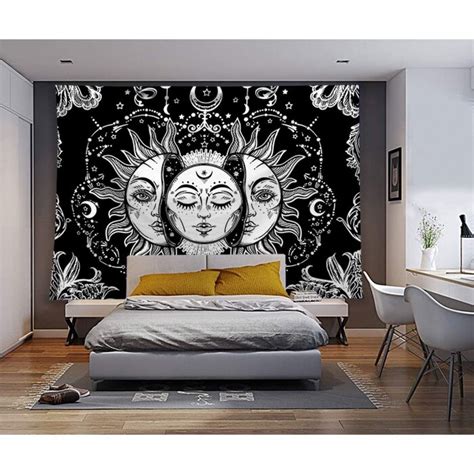 Trinx Psychedelic Sun Polyester Tapestry With Hanging Accessories