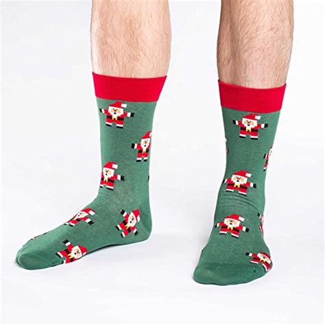 Good Luck Sock Menand39s Christmas Santa Clause Crew Socks Green Shoe 7