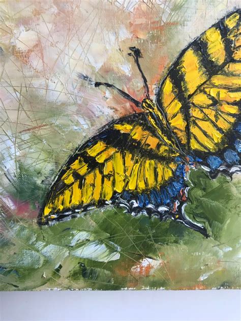 Butterfly Oil Painting On Canvas Original Swallowtail Palette Etsy