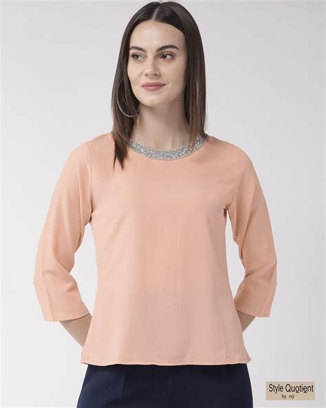 Buy Womens Peach Coloured Solid Top For Women Orange Online At Bewakoof