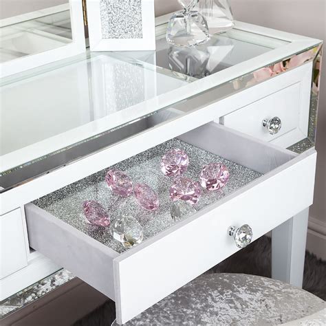 Yes, white desks can be returned and have a. Madison White Glass & Mirrored Trim Clear Top 3 Drawer ...