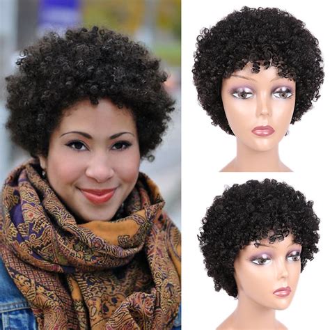 Afro Kinky Curly Wig Short Wigs Brazilian Virgin Human Hair For Black Ebay
