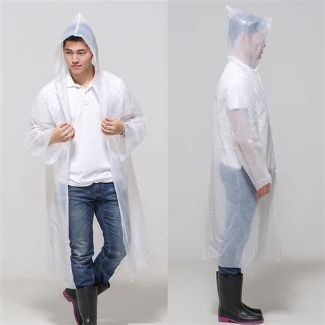 10 Pack Disposable Clear Rain Ponchos With Hood For Adults