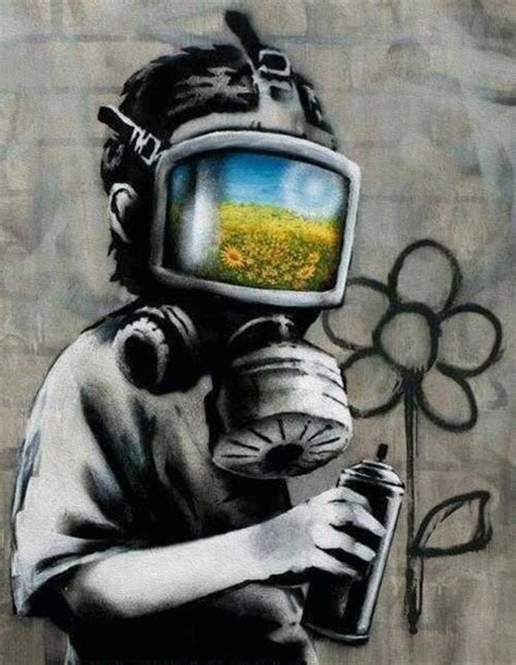 Banksy Canvas Gas Mask Boy Street Art By Streetartoncanvas On Etsy