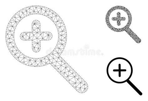 Zoom In Vector Mesh Wire Frame Model And Triangle Mosaic Icon Stock
