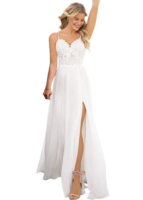Buy Womens Plus Size A Line Beach Wedding Dress Sweetheart Chiffon With Lace Slit Bridal Gown