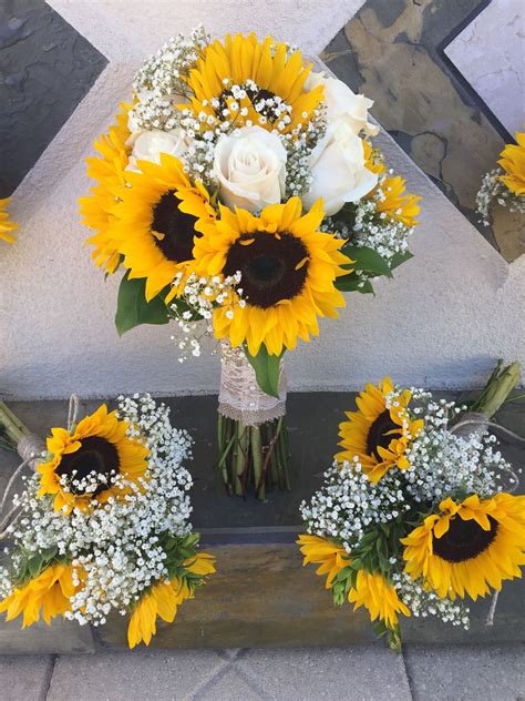 Sunflowers And Babys Breath Bouquet By Alta Fleura Sunflower Wedding
