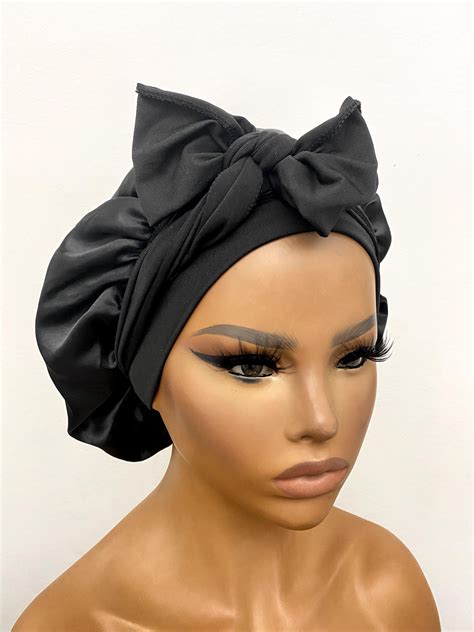 Double Layer 100 Silk Hair Bonnet With Stretchy Long Tie Etsy In