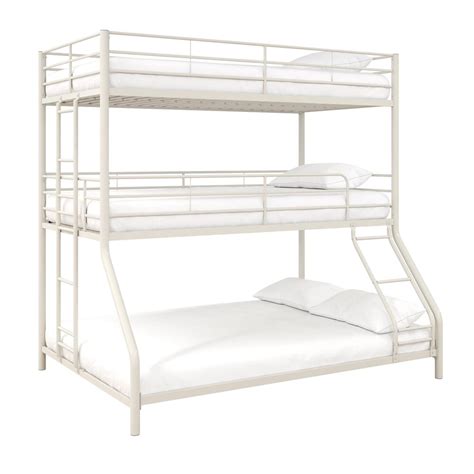 Dorel Twintwinfull Metal Triple Bunk Bed In White The Home Depot Canada