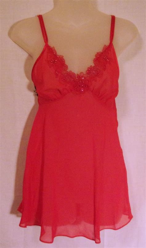 Vintage Secret Treasures Sheer Red Nightie Size Small Nightgown On Ebid
