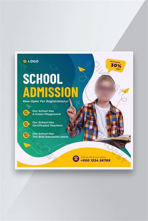 Kids School Admission Promotion Social Media Post Banner Template Ai