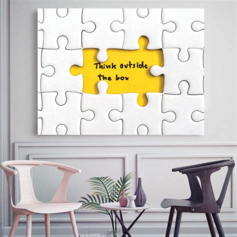 Tablou Motivational Think Outside The Box Puzzle