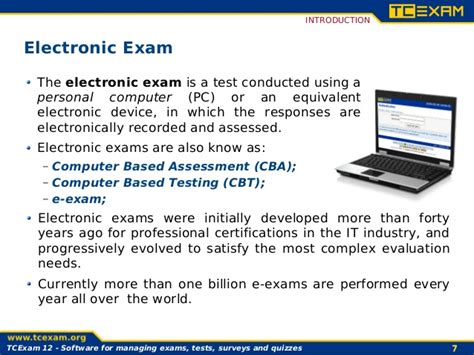 Computer based testing software is a methodology for conducting exams online for students. TCExam 12 ENG - Computer-Based Assessment