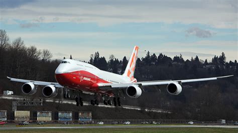 The Boeing 747 8jk Brand New Jumbo Jet Aircraft During Takeoff