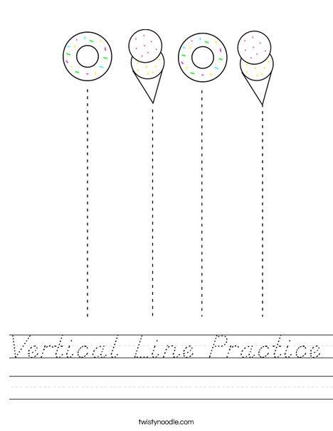 Vertical Line Practice Worksheet Dnealian Twisty Noodle
