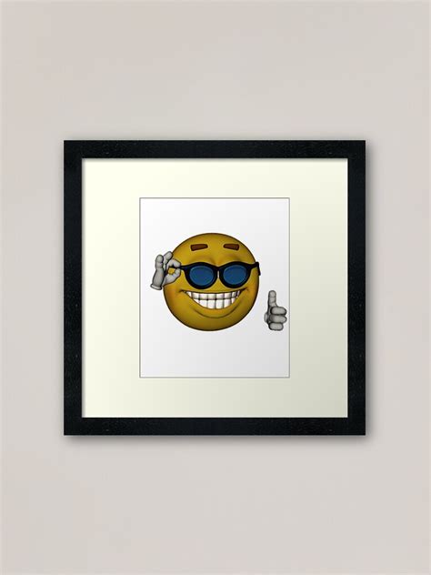Smiley Face Sunglasses Thumbs Up Emoji Meme Face Framed Art Print By