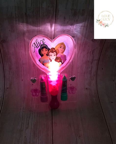 Personalised Disney Princess Light Up Mirror Etsy