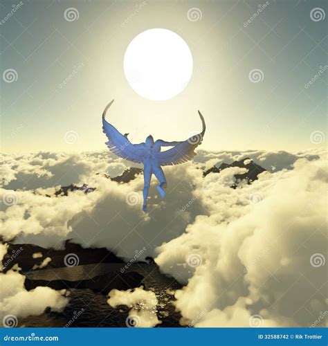 Flying Man Icarus Silhouette Mythology Symbol Fantasy Tale Cartoon