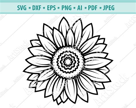 SunFlower Svg Sunflower Silhouette Sunflower Clipart Sunflower | Etsy