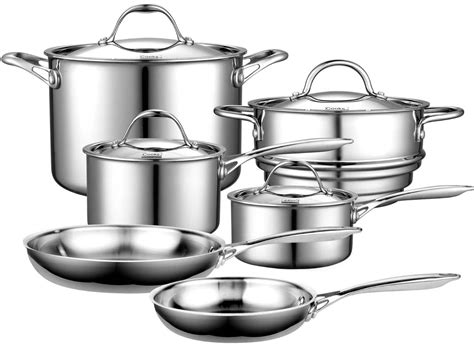 T Fal C SC Ultimate Stainless Steel Copper Bottom Piece Cookware Set Silver