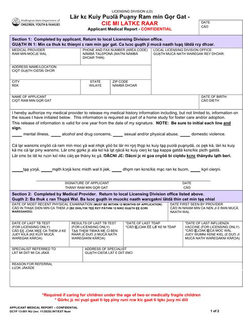 Dcyf Form 13 001 Download Fillable Pdf Or Fill Online Applicant Medical