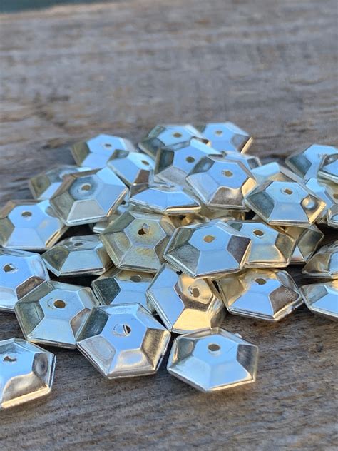 12mmx5mm Shiny Silver Plated Hexagon Bead 52pcs Etsy