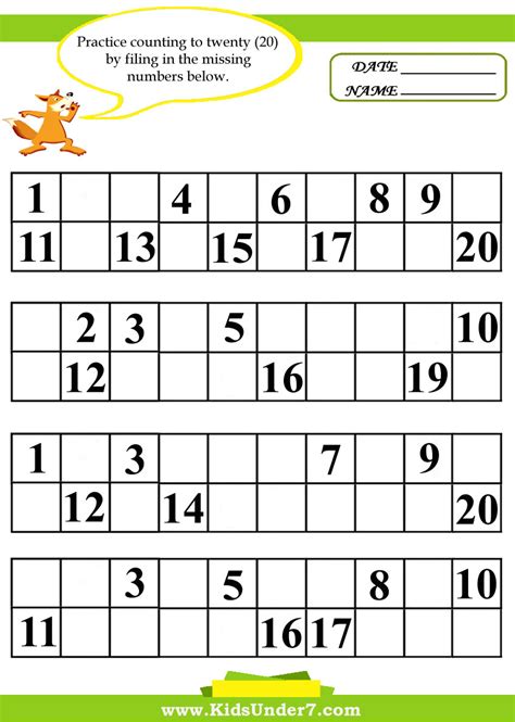 Number Grid Kindergarten Worksheet