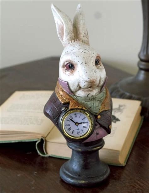 Chic Shabby Cottage White Rabbit Bunny Resin Clock10 Tall Alice In Wonderland Bedding