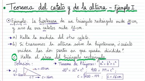 Teorema Del Cateto Y De La Altura Ejemplo Youtube