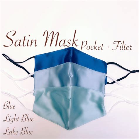 Light Blue Satin Face Masks Satin Fabric Mask Bridal Party Etsy Australia