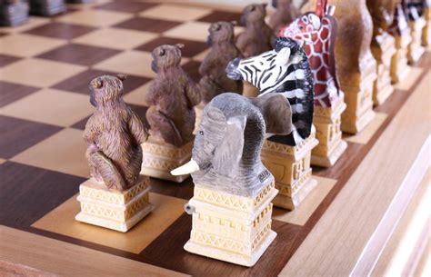 Animals Of The Savanna Chess Set With Storage Board Chess House