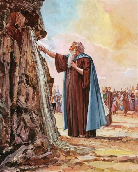 Moses Strikes Rock For Water P Catholic Picture Print Etsy