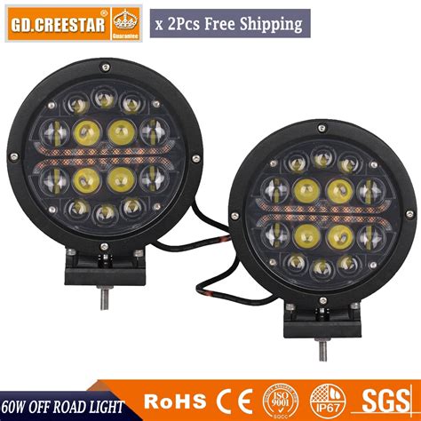 4x4 Led Spotlights Offroad 60w Driving Lamps With Amber Drl For Truck